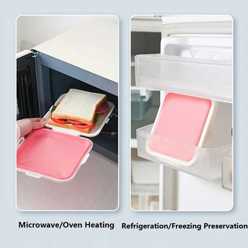 Portable Sandwich Toast Bento Box Reusable Silicone Sandwich Box Eco-Friendly Lunch Food Container Microwavable Dinnerware