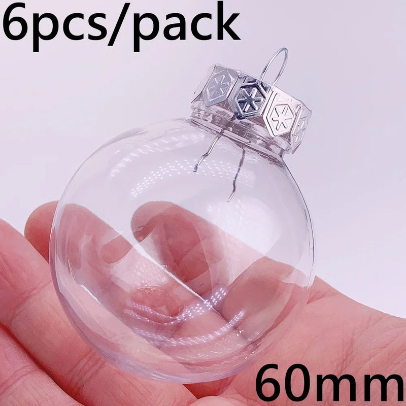 6 Pieces x DIY Shatterproof Transparent Home Christmas Decoration Bauble Ornament 80mm Plastic Window Opening Ball