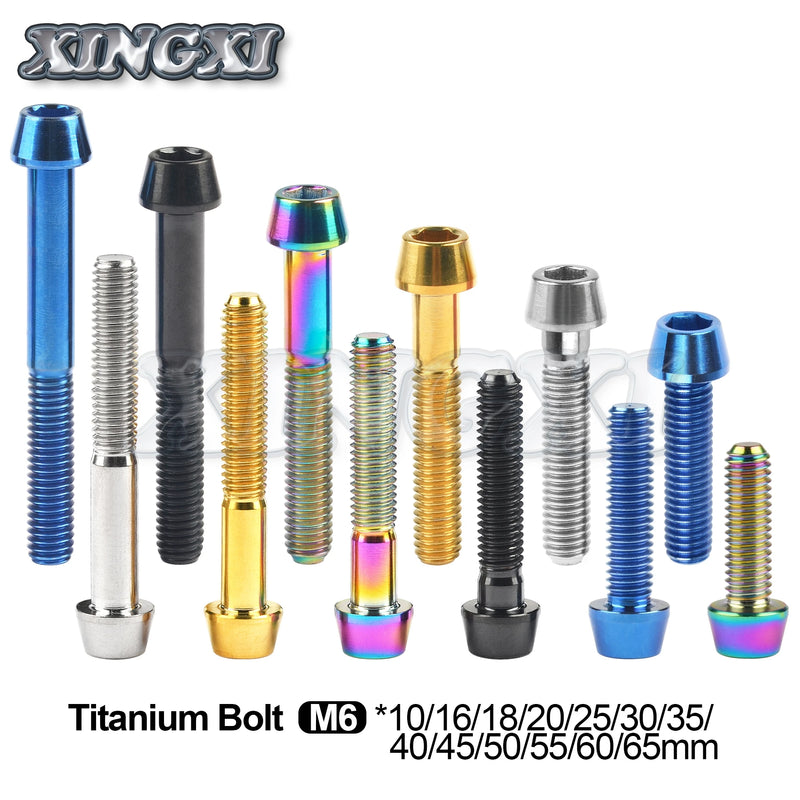 Xingxi Titanium M6x10 16 18 20 25 30 35 40 45 50 55 60 65mm Allen Key Taper Head Screw for Bicycle Headset Brake Bicicleta Bolts