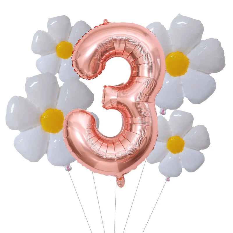 5Pcs Groovy One Party Balloons Set 32inch Rose Gold Number Balloon for First Birthday One Groovy Baby Daisy Party Decorations