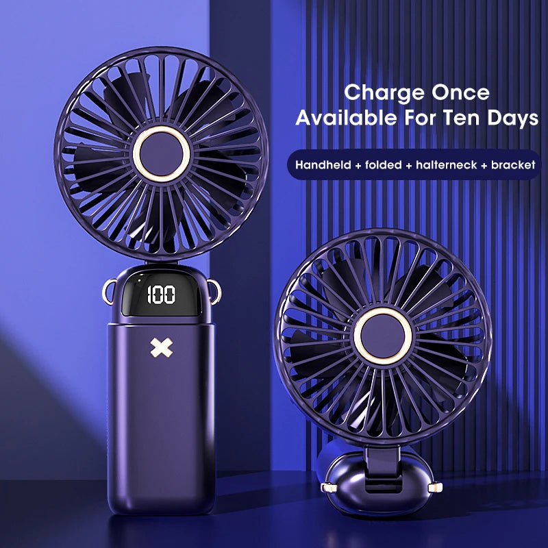 Mobile Phone Holder Fan USB Rechargeable Hand Folding Fan Better Summer Gift For Family Mini Handheld Fan Mini Air Conditioner