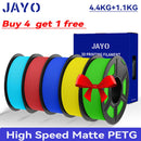 JAYO PETG 3D Filament 1.75MM High Speed PETG 3D Printer Filament 4Rolls High Flow Speedy Matte Effect 3D Printing Mateials