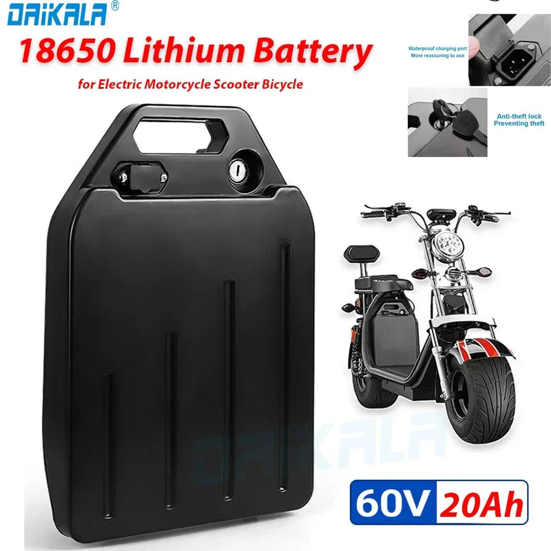 Daikala 60V 20ah Electric motorcycle Waterproof Lithium Battery 18650 CELL 300-1800W use for Citycoco Scooter Bicycle