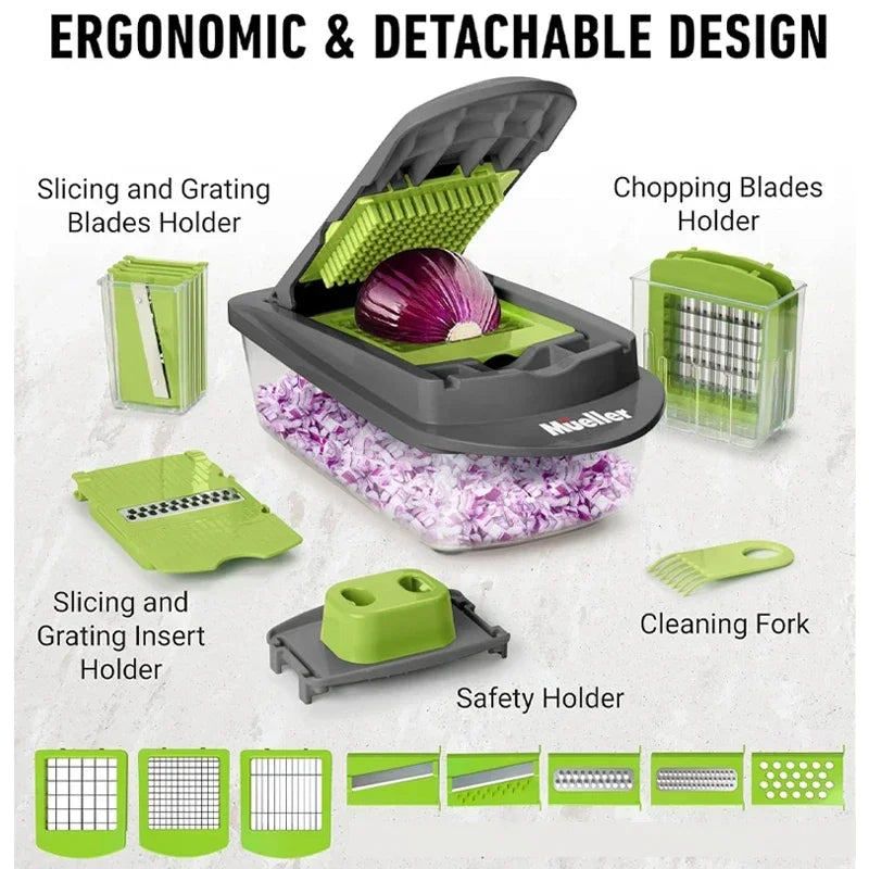 Vegetable Chopper Veggie Chopp 14/16in1 Food Chopper Kitchen Gadgets Slicer Dicer Cutter Carrot Garlic Chopper with Container