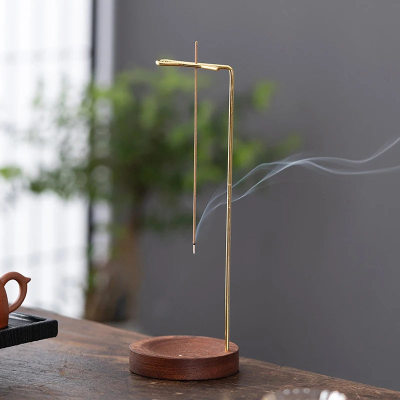 Incense Holder Upside Down Wood Incense Stick Holder With Iron Sticks Burner Stand Ash Catcher Teahouse Accessories Home Decor