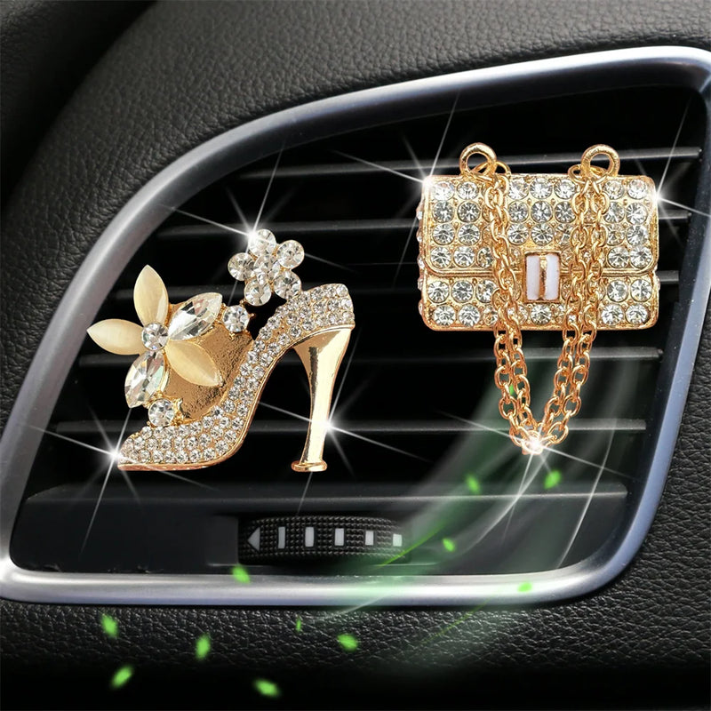 Car Air Freshener Auto Outlet Perfume Clip Bling Car Accessories Purse High Heel Car Scent Diffuser Car Decoration For Girls