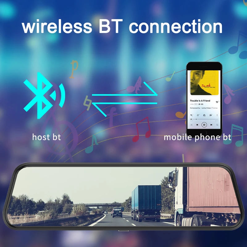 Dash Cam 4K Car Dvr Mirror Wireless Carplay & Android Auto Video Recorder 1080P Rear View Camera GPS Navigation WIFI Black Box