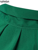 VONDA Summer Party Dress 2024 Elegant Evening Midi Dress Fashion Women Bat Sleeve Turtleneck Sundress Casual Vetidos Loose Robe