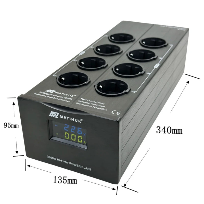 MATIHUR M-TR80  Audio Noise AC Power Filter Power Conditioner Power Purifier Surge Protection with EU Outlets Power Strip