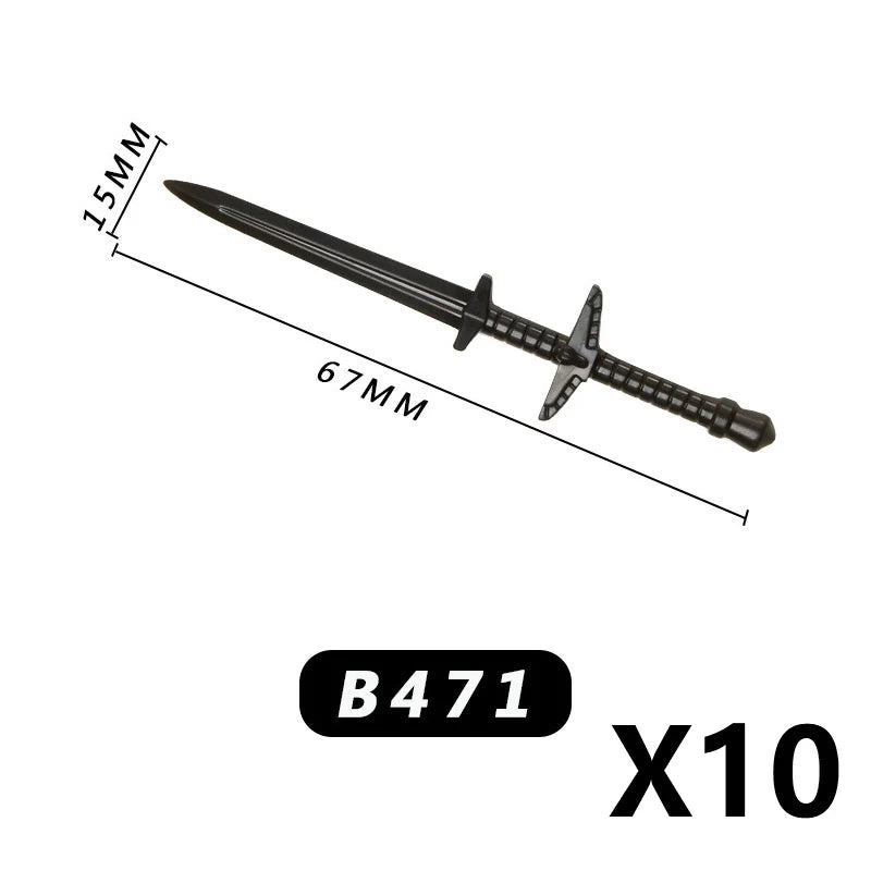Medieval MOC Weapon Figure Accessories Building Blocks Soldiers Sword Shield Bow Arrow Trident Hammer Axe Spear Brick Kid Toy