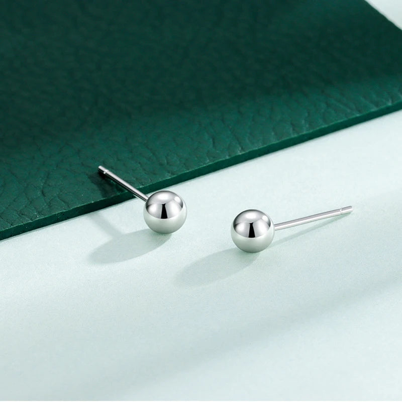Real 925 Stelring Silver Jewelry Beads Stud Earrings For Women Fashion New XY0277