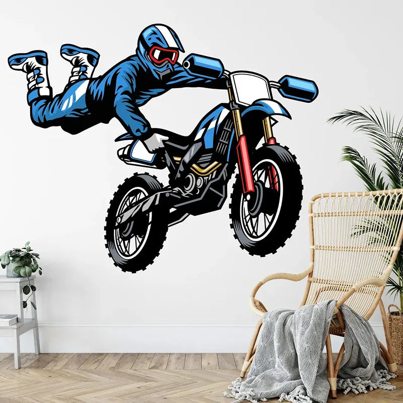 M741 Motorcycle Wall Sticker Motorcycle Racing Driver Highway Boy Room Removable Home Decor Sticker