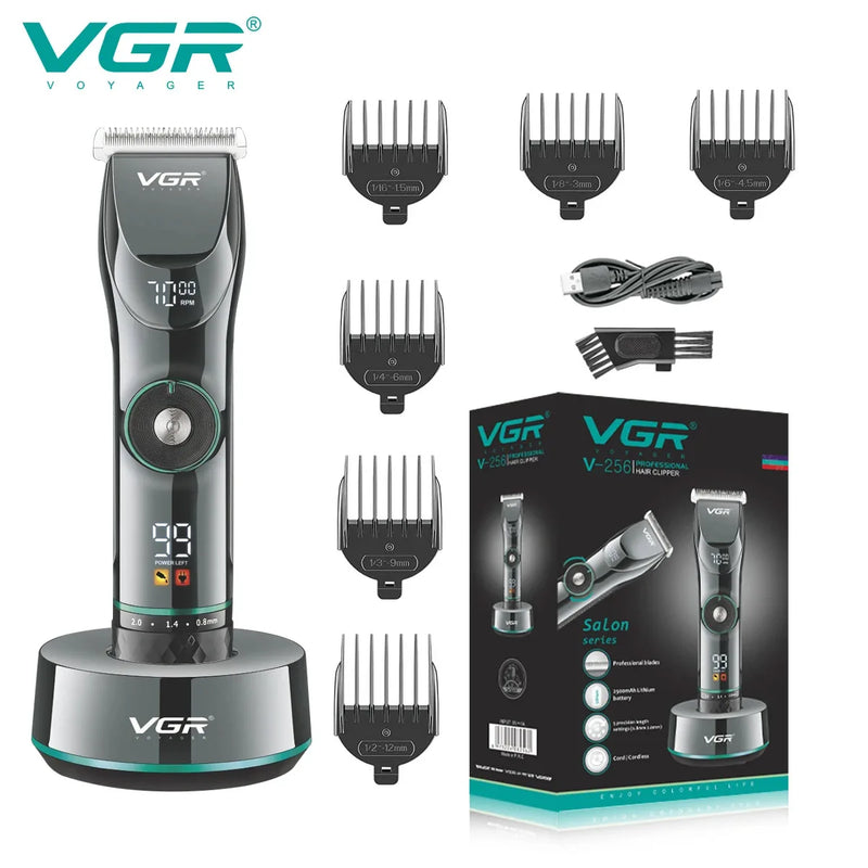 VGR Hair Trimmer Adjustable Hair Cutting Machine Cordless Hair Clipper Electric Barber Digital Display Trimmer for Men V-256