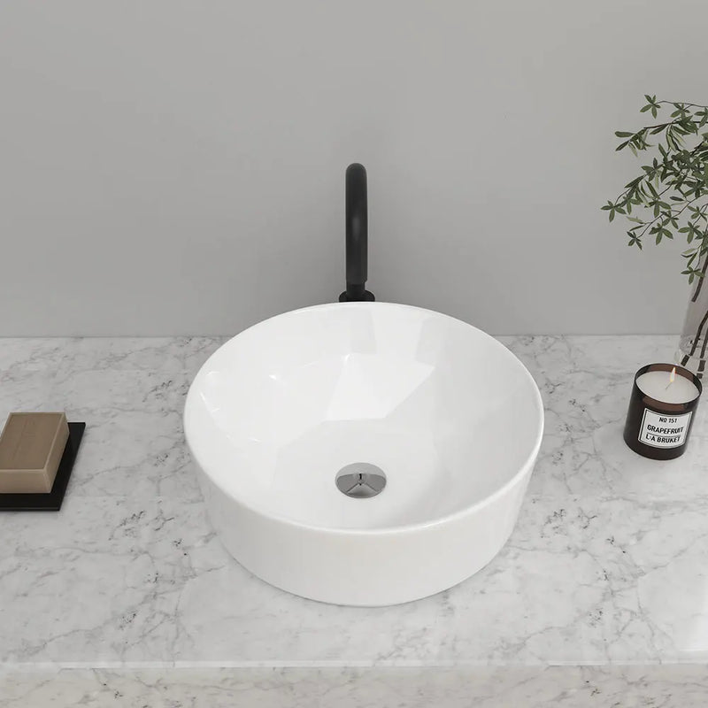 Modern Counter Round White Bathroom Sink Art Basin