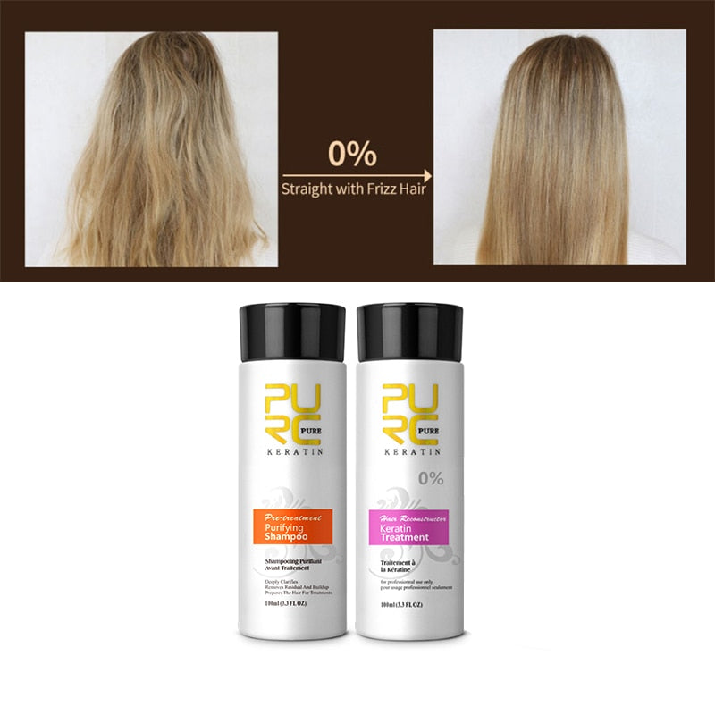 PURC Professional Brazilian Keratin Hair Treatment Cream Straightening Smoothing Scalp Treatment Purifying Shampoo Hair Care