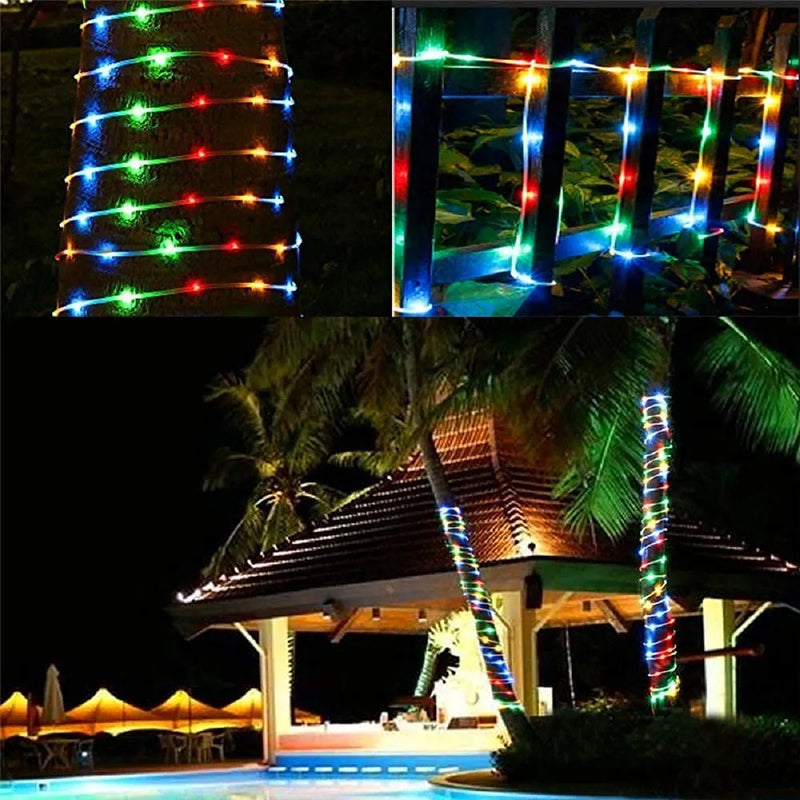 50M Solar LED Strip Rope Tube Fairy Light String Outdoor Waterproof for Wedding Christmas Party Garden PathwayGarland Decor