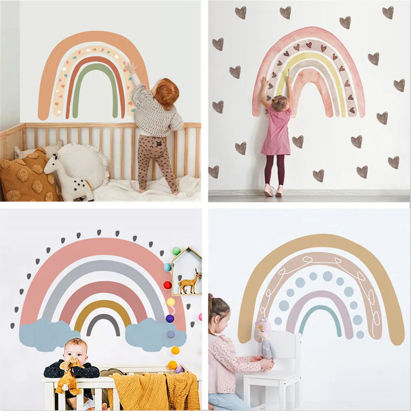 Large Love Rainbow Wall Stickers Classical Pattern PVC Decals Eco-friendly Sticker for Nursery Kids room Girls Bedroom Decor