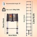Ladders Extendable Telescopic 2.6M-5M Heavy Duty Multi Purpose Straight Loft Ladder Portable Folding Stainless Steel Ladder Tool