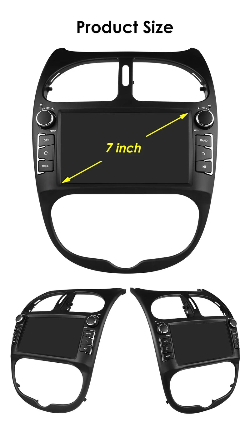 Hizpo 2Din 7inch Android Car Radio for Peugeot 206 206CC 206SW 2000 - 2008 Multimedia 4G BT Auto CarPlay GPS RDS DSP Stereo