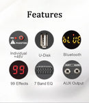 LOMEHO 6 Mono Channels Mixing Console 99 Digital Effects Bluetooth USB PC Sound Audio Mixer with 48V for Karaoke Church AM-GT6