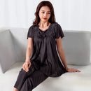Women Home Clothes Big Nightshirt Shorts Summer Satin Silk Trousers Suit Women Middle-aged Lace Large 5XL Pajamas Bedroom Set