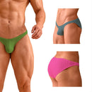 11  SolidColor Male's Briefs Bikini Style Cotton Pit Cloth Single Layer Crotch Simple Men's Underwear (Thong)