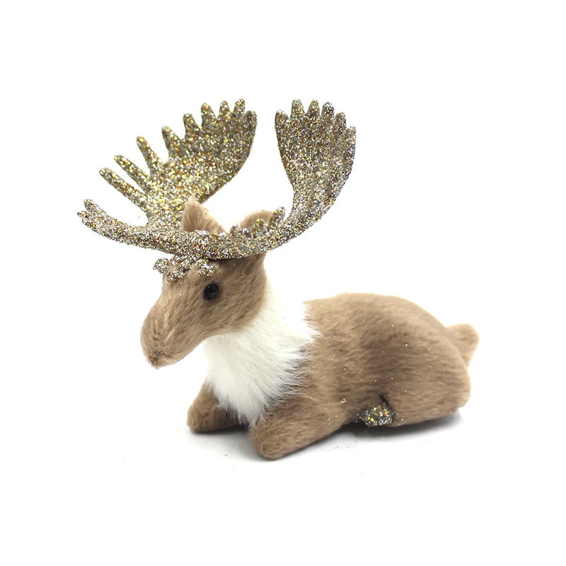 Simulation Christmas Deer Model Favor Xmas Home Decoration Craft Ornaments Display Table Reindeer Elk Animal Miniatures Kid Gift