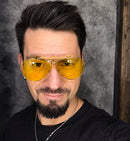 JackJad New Fashion 3138 SHOOTER Style Vintage Aviation Sunglasses Metal Circle Brand Design Sun Glasses Oculos De Sol With Hood