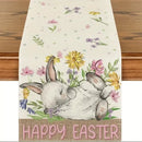 2025 Easter Rabbit Table Runner Linen Bunny Dining Table Cloth Placemat Spring Holiday Happy Easter Decoration For Home Kitchen