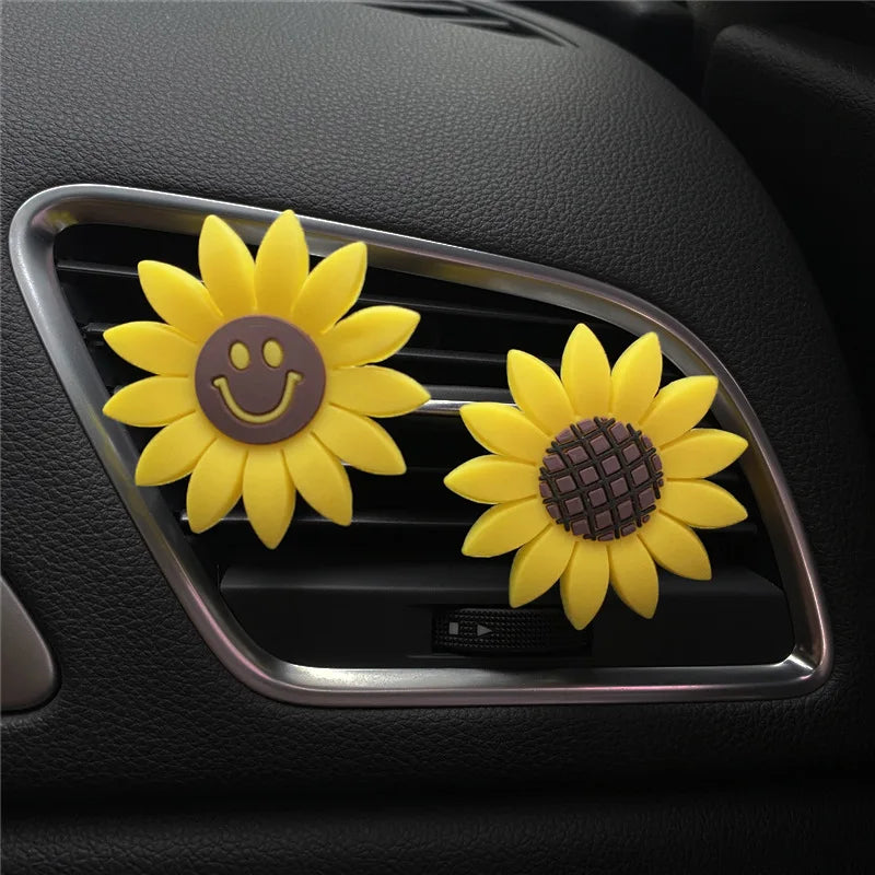 Car Fashion Multiflora Sunflower Car Air Outlet Fragrant Perfume Clip Air Freshener Diffuser Car Accessories Interior Decoration