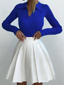 Spring Women's Sweater Knitted Blouse Long Sleeve Tops Female Polo Collar Jumper Solid Color Slim Pullover Women 2024 Knitwears