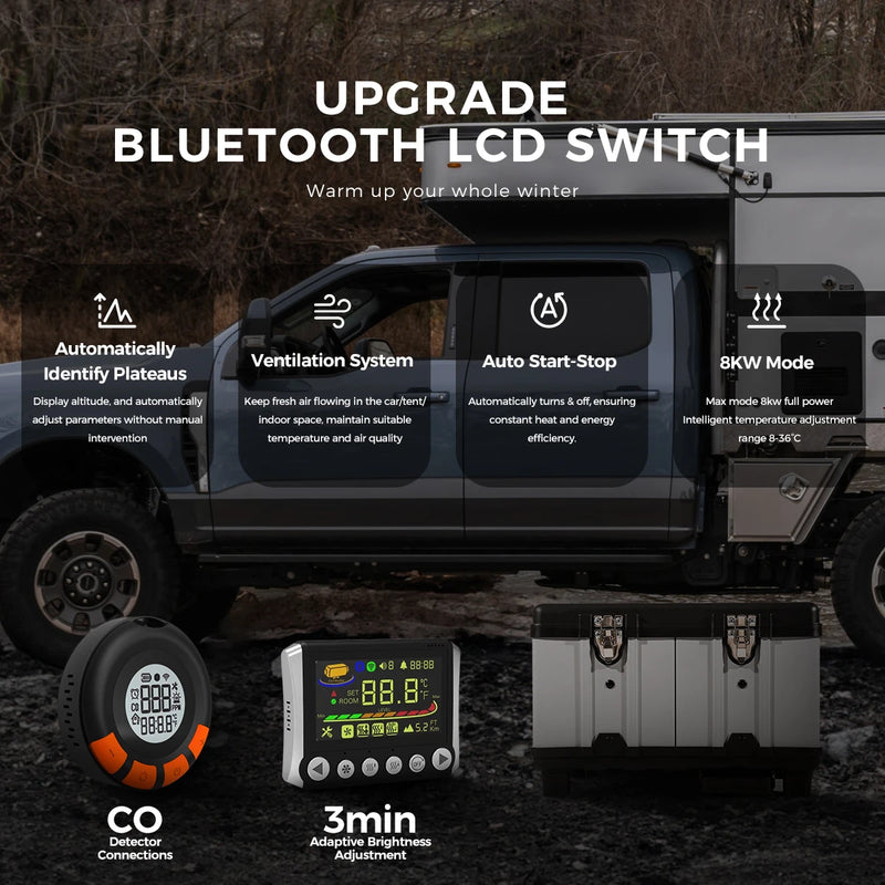 Sunster TB10pro 8KW Diesel Air heater 12V/24V /110-240V with Adaptive Plateau&ventilation mode&24 hours Timing for RV camper
