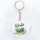 Funny Spanish Printed Key Keychain Transparent Circle Key Chain Acrylic Keyring Festive Birthday Father's Day Best Gift for Dad