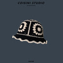 2024 New Korean-Japanese Hand Buckle Crochet Bucket Hat Spring and Autumn Winter Sun Hat Female Cherry Designer Bob Basin Hat