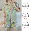 3pcs/set Short Sleeve Premium Feeling Pajamas Women's Cardigan Short Sleeve Long Pants Homewear Ladies Student Pajama ThreeSet