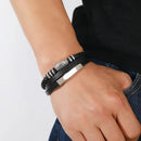 Trendy Leather Bracelets For Men Stainless Steel Bracelet 21CM Multilayer Braided Rope Bracelets for Male Jewelry Gifts