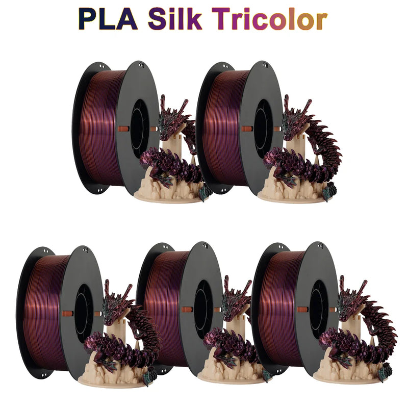 Tri-Color Dual-Color Silk Rainbow PLA Filament 1.75mm Accuracy+/-0.03mm 3D Printer Filament Compatible with Most FDM Printers