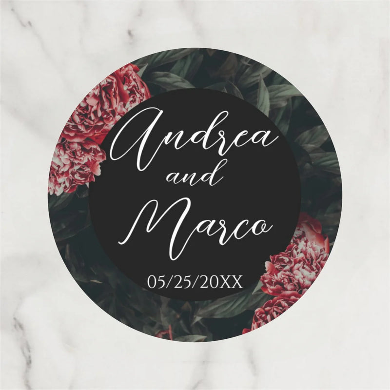 Customized wedding thank-you circular stickers, suitable for occasions such as weddings, birthdays, baptisms, and anniversaries.