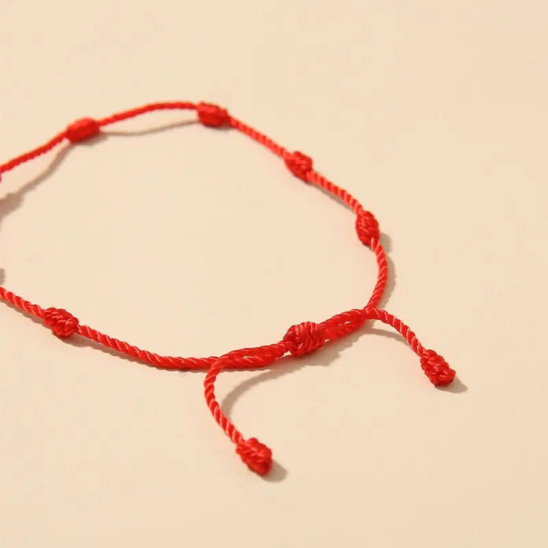 2 Pieces Hand-Woven Red Rope Handmade Braid 7 Knots Red String Anklets Bracelets Gift for Mother's Day Father's Day F19D