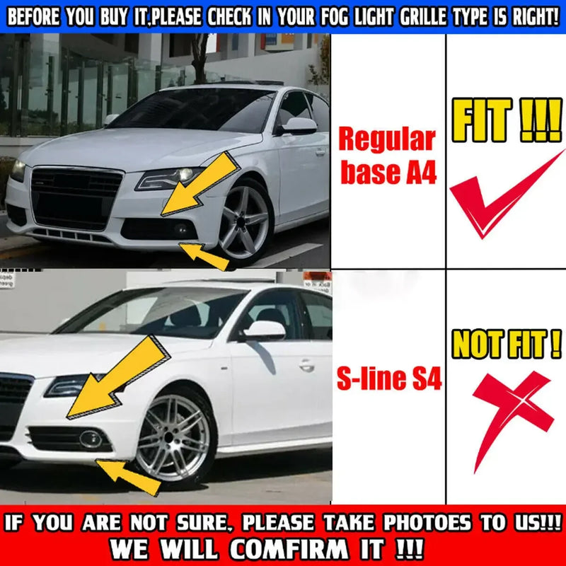 Front Bumper Fog Light Lamp Mesh Grille Honeycomb Cover For Audi A4 B8 2009-2012