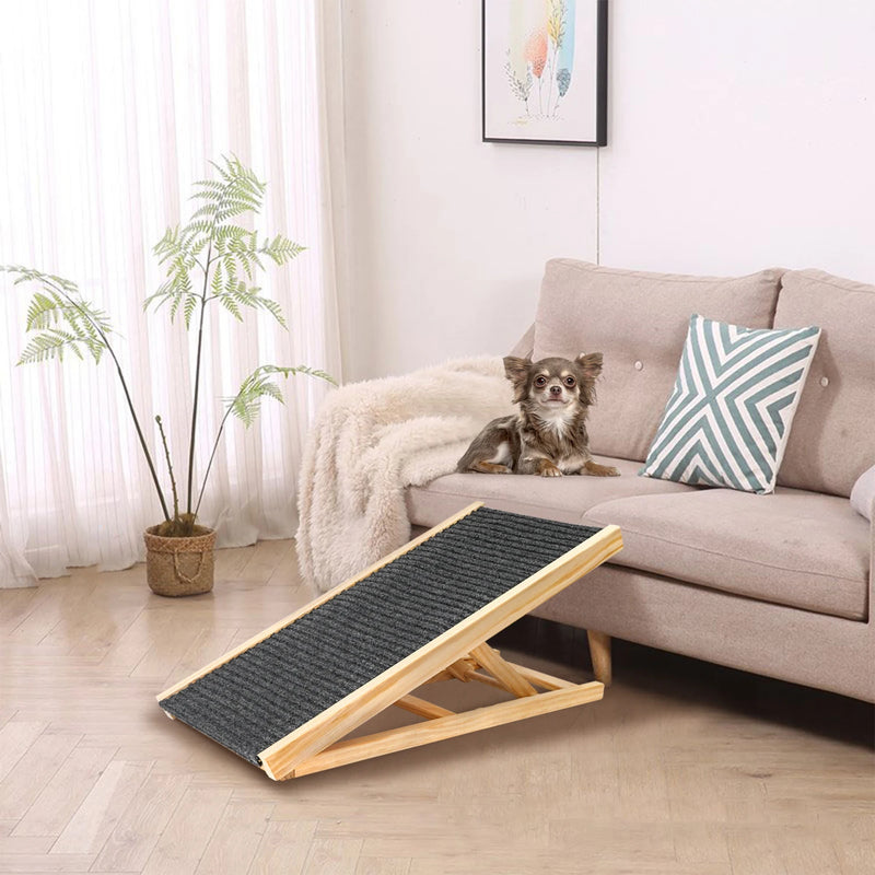 Wooden Pet Ramp Height Adjustable Dog Cat Pets Ladder Foldable Non-Slip Safe Access For Car High Bed Furniture Maximum Load 50kg