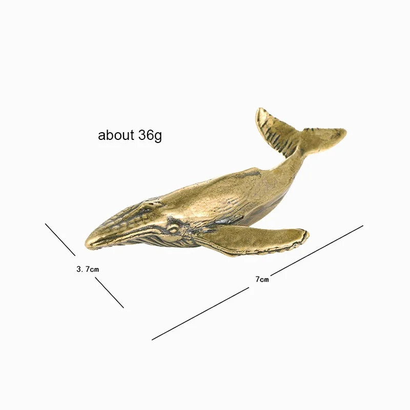 Solid Brass Whale Figurines Vintage Sea Animal Small Statue Desktop Ornaments Office Decorations Crafts Accessories Child Gifts