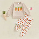Baby Boy Easter Clothes Long Sleeve Round Neck Sweatshirt with Bunny Pattern Long Pants 2 Piece Set for Toddler Boys