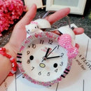 Hello Kitty cartoon alarm clock Kawaii creative mute bedside alarm simple clock rhinestone cute alarm clock Christmas giftft
