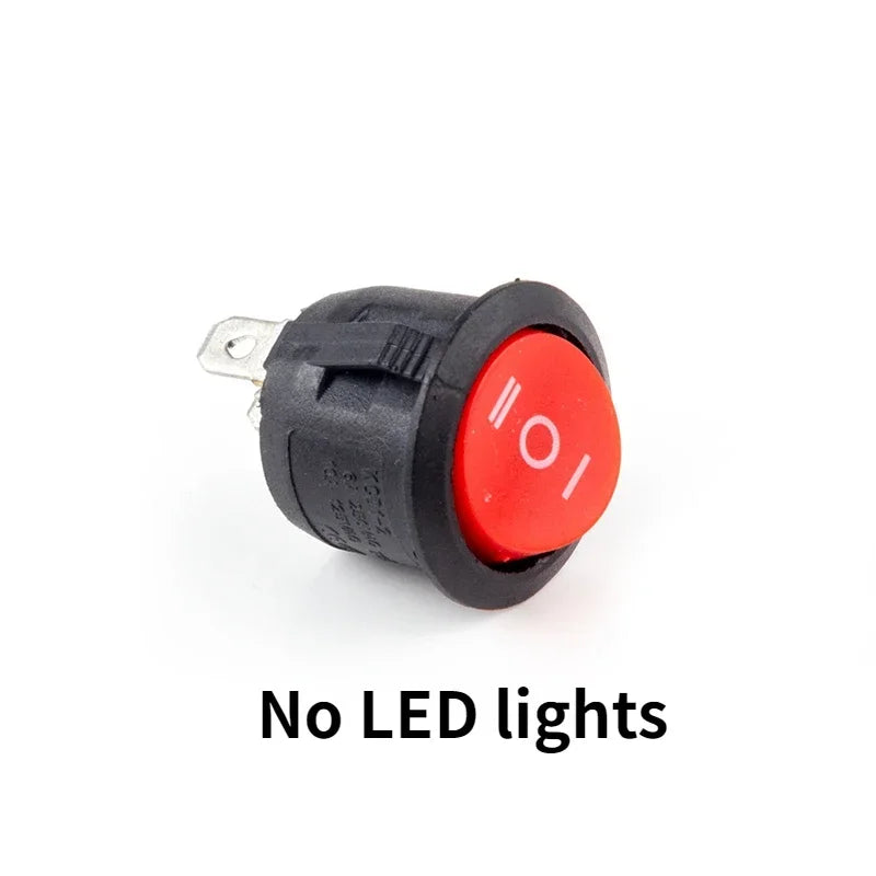 1Pcs ON/OFF Round Rocker Toggle Switch 6A/250VAC 10A 125VAC Power Switch Cap with Plastic Push Button Switch 2PIN 3PIN LED Light
