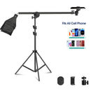 Phone Tripod C Stand for Photo Studio 2M with 1.4M Crossbar Boom Arm  Sandbag Supporting Photography Phone Flash Video Record