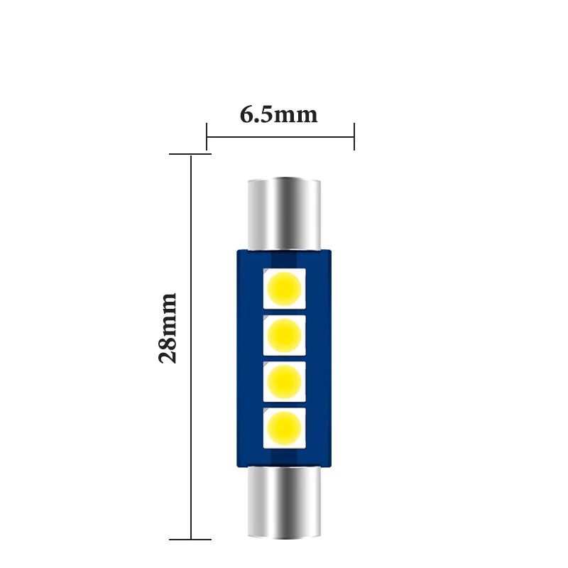 10pcs Festoon Light C5W T6 Car Led 28MM 30MM Led Bulbs 3030 Canbus Interior License plate Lamp 12V Light Source White Car Bulbs