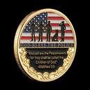 Thank You for Your Service Challenge Coin Prayer God Bless The Police Thin Blue Line Golden Plated Commemorative Coin