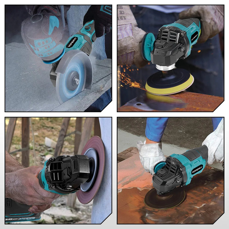 YOFIDRA M14 125mm Brushless Angle Grinder 2000W Cordless Grinding Machine Cutting Home DIY Power Tool For Makita 18V Battery Pin