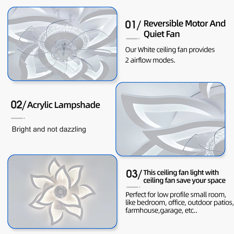 IRALAN Ceiling Light With Forward And Reverse Air Circulation Fan Stepless Dimming Light For Living Room Bedroom Office Lounge